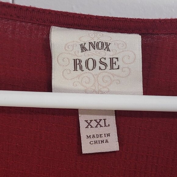 KNOX ROSE Women's XXL Baby Doll Long Sleeve Dress V Neck Boho Red - Picture 5 of 9